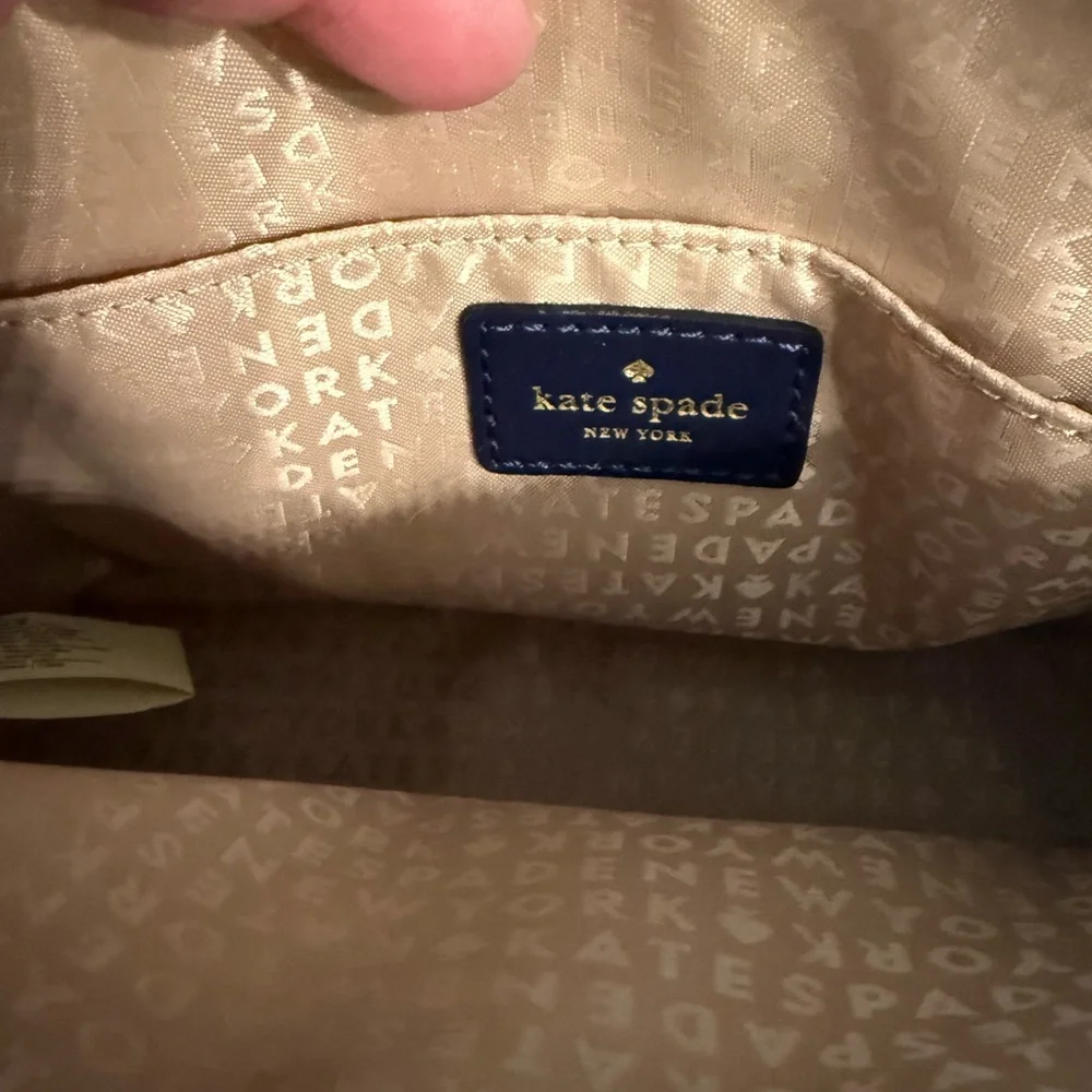 Kate Spade Blue and White Checkered Gingham Style Crossbody Bag - Picture 3 of 3